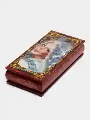 Голубой шкатулка жостовская роспись, 9 x 18 см