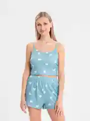 Бирюзовый пижама женская, топ, шорты