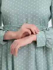 Бирюзовый платье женское, в горох, А-силуэт