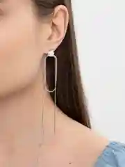 Серебряный женские серьги цепочки, серьги гвоздики с жемчугом, длинные женские серьги