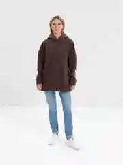 Шоколадный худи женское, оверсайз, утепленное, с капюшоном