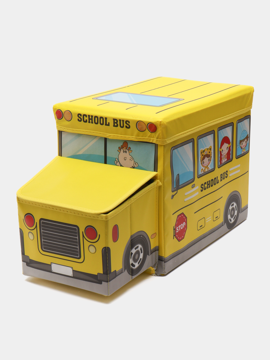 Коробка «Автобус» с ручкой 410х90х100, непрозрачная, с печатью