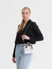 Белый женская сумка через плечо, с цепью