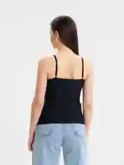 Черный топ с чашечками PushUp, регулируемые бретельки, шелковистый
