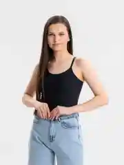 Черный топ с чашечками PushUp, регулируемые бретельки, шелковистый
