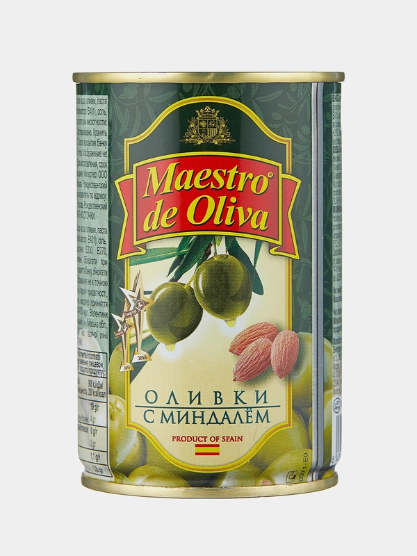 Оливки MAESTRO DE OLIVA с миндалем 300г Испания