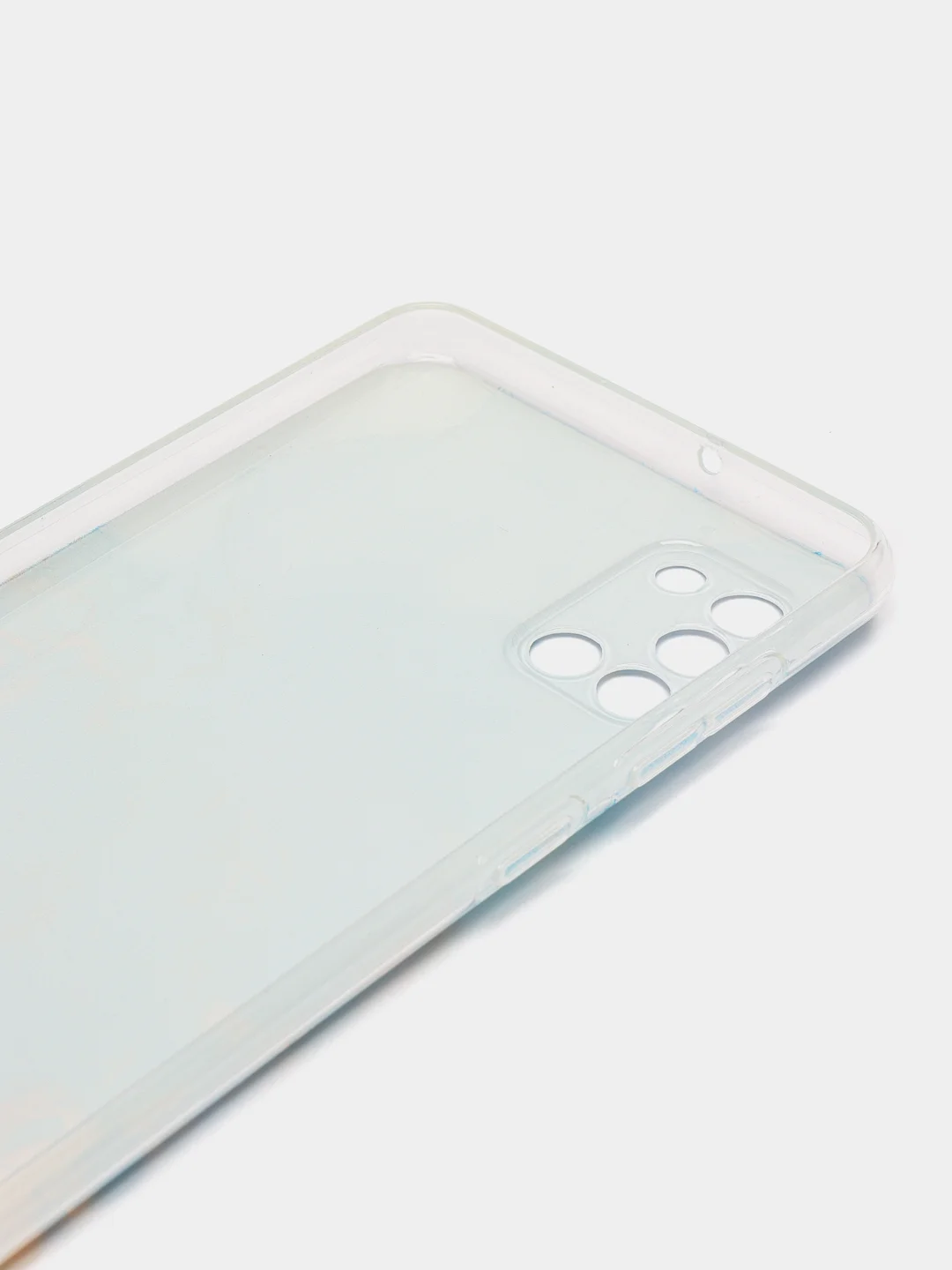 Светло-синий силиконовый чехол на Samsung Galaxy A31 / Самсунг А31 прозрачный с рисунком, защита камеры