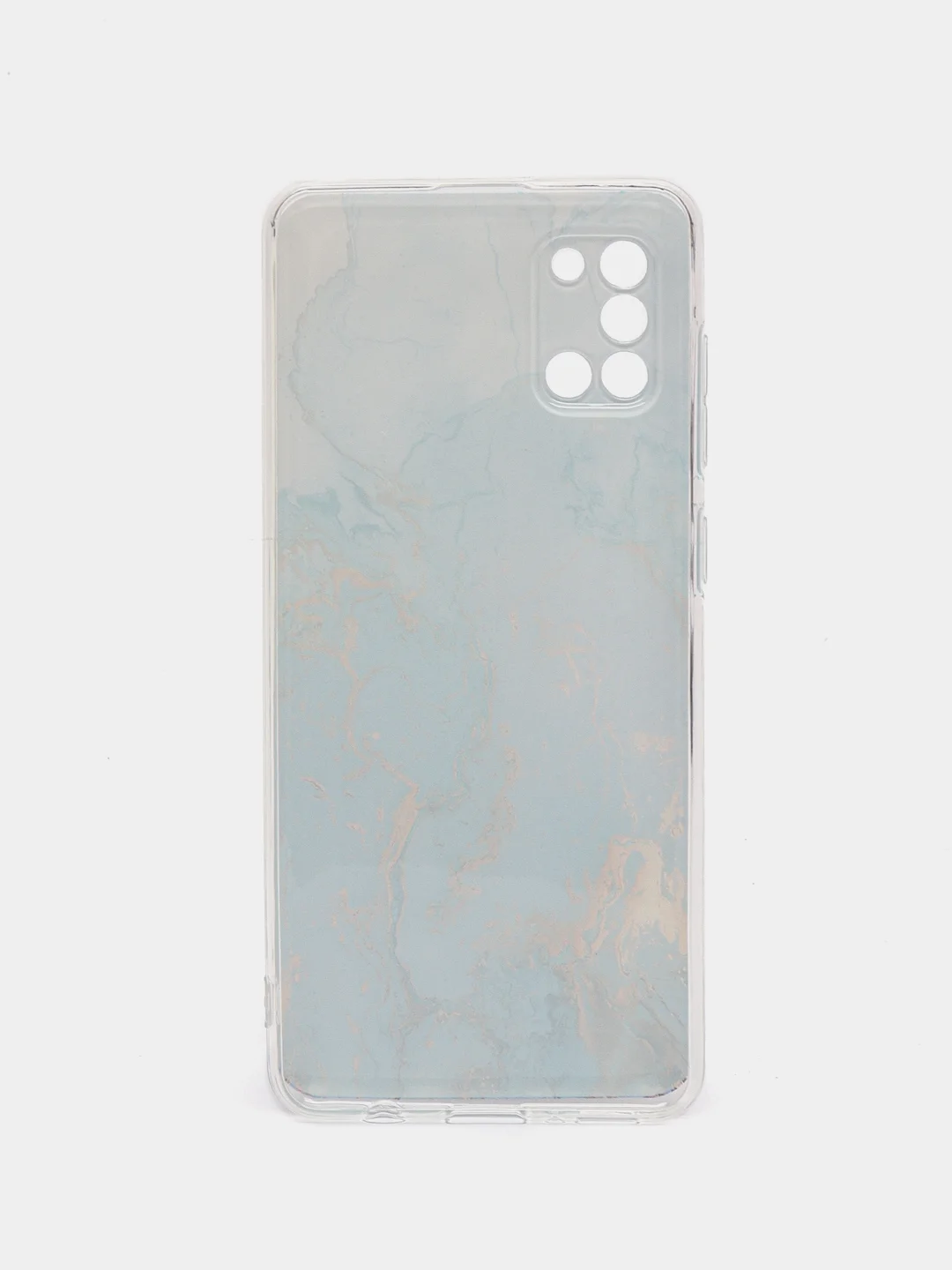 Светло-синий силиконовый чехол на Samsung Galaxy A31 / Самсунг А31 прозрачный с рисунком, защита камеры