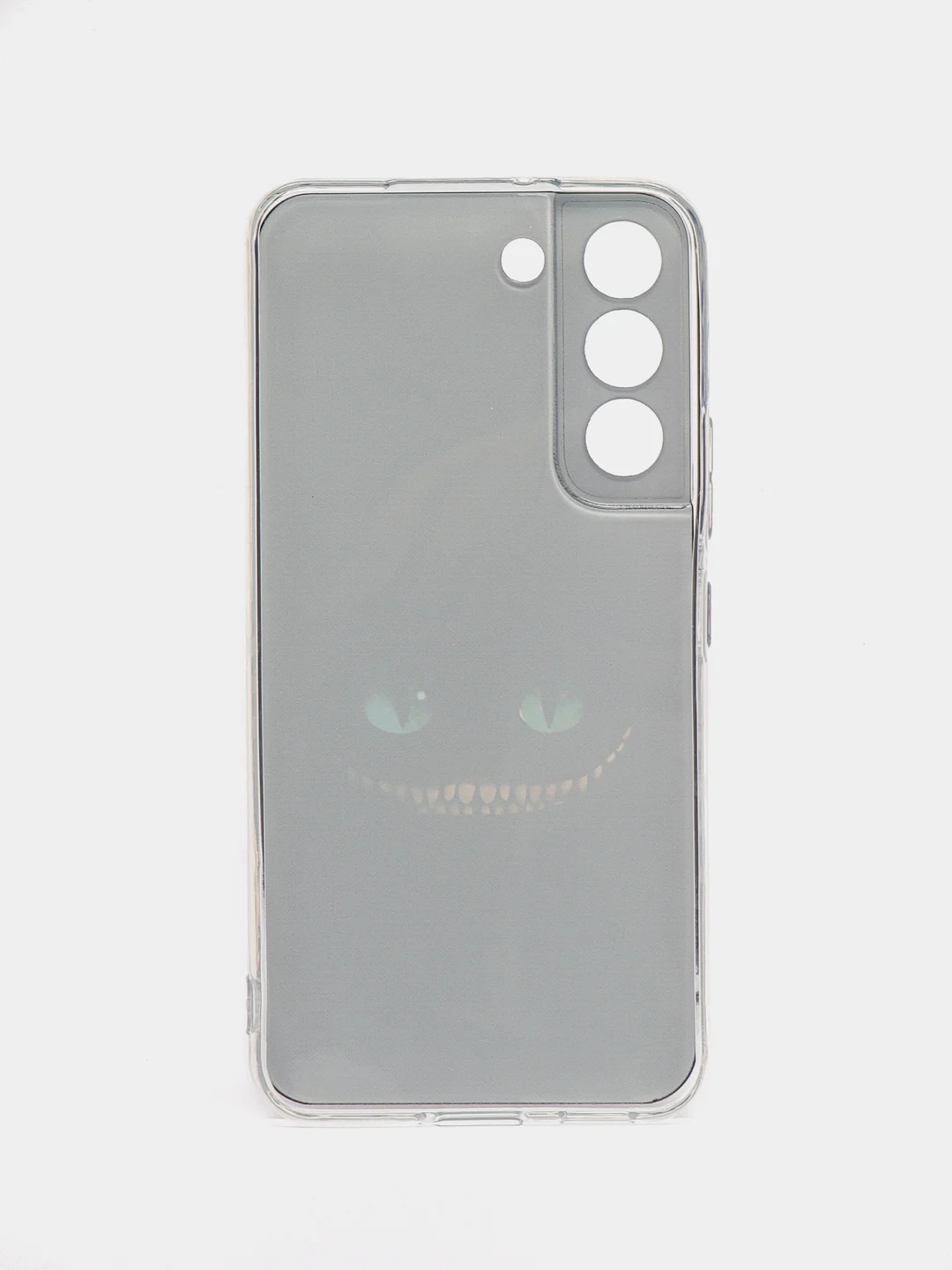 Черный силиконовый чехол на Samsung Galaxy S22 / Самсунг S22 прозрачный с рисунком, защита камеры