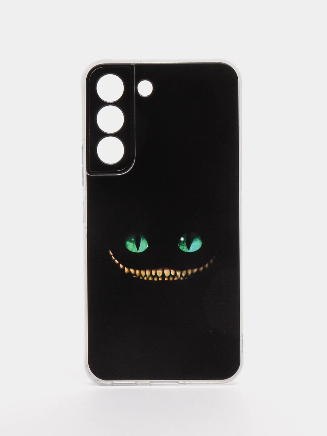 Черный силиконовый чехол на Samsung Galaxy S22 / Самсунг S22 прозрачный с рисунком, защита камеры
