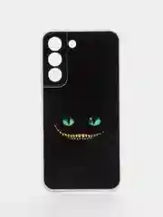 Черный силиконовый чехол на Samsung Galaxy S22 / Самсунг S22 прозрачный с рисунком, защита камеры