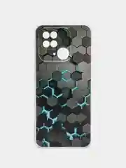 Бирюзовый чехол на Xiaomi Redmi 10C / Сяоми Редми 10С прозрачный, с рисунком, защита камеры