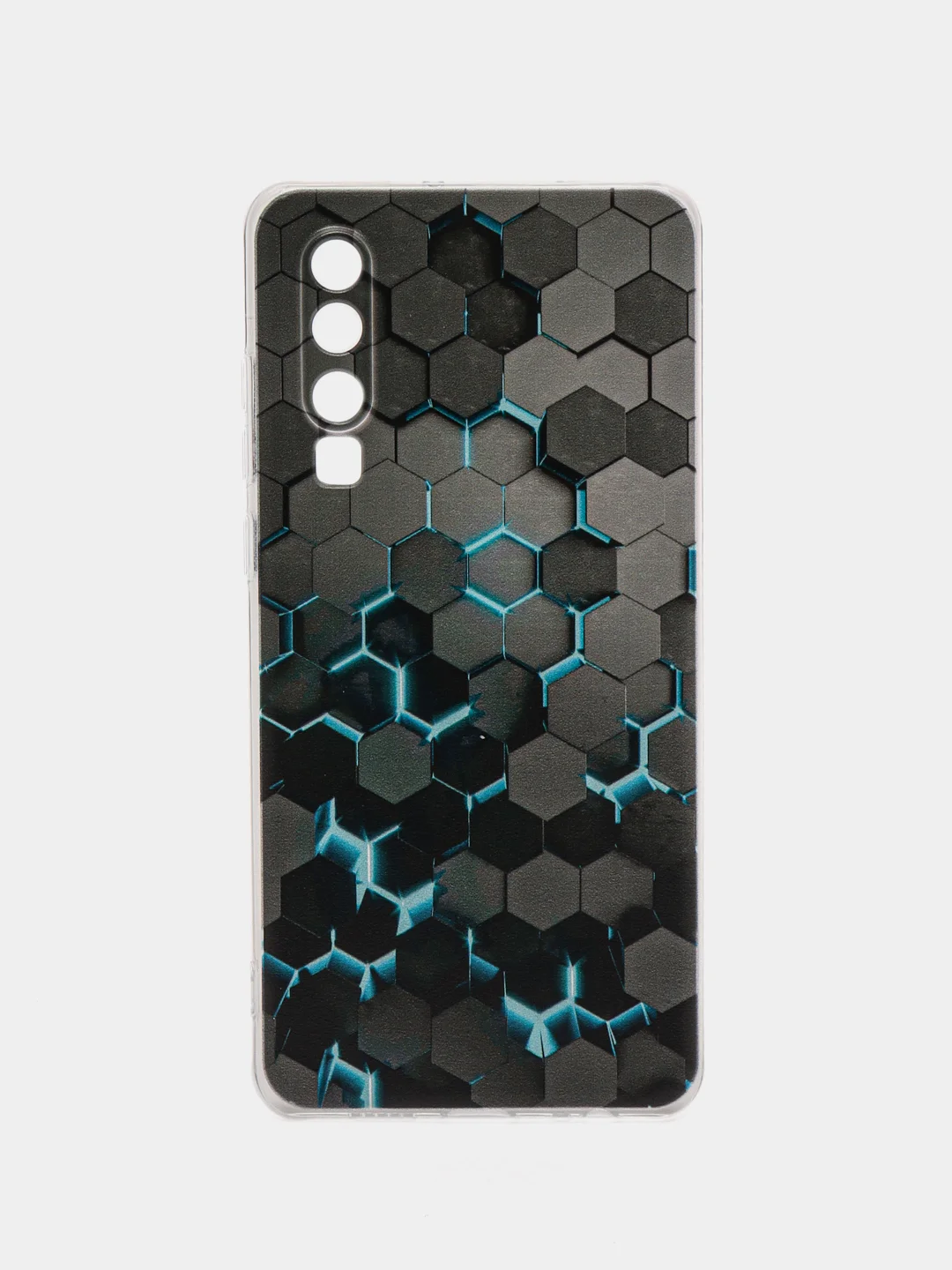 Бирюзовый силиконовый чехол на Huawei P30 / Хуавей P30 прозрачный, с рисунком, защита камеры