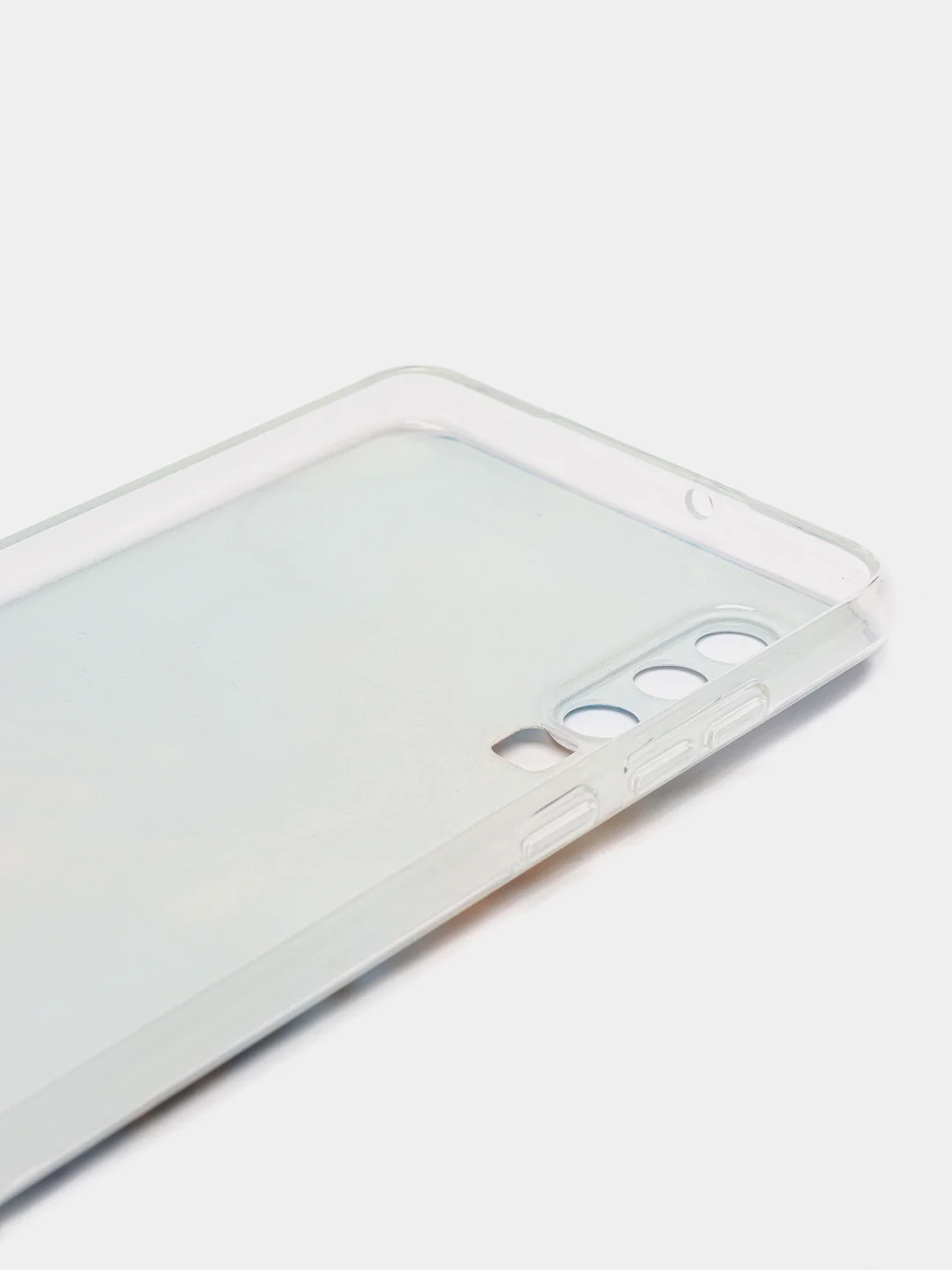 Светло-синий чехол силиконовый на Samsung Galaxy A23 / Самсунг А23 прозрачный с рисунком, защита камеры