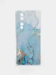 Светло-синий силиконовый чехол на Honor 70 / Хонор 70 прозрачный, с рисунком, защита камеры