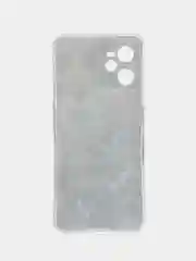 Бирюзовый силиконовый чехол на Realme C35 / Реалми С35 прозрачный, с рисунком, защита камеры