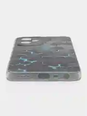 Бирюзовый силиконовый чехол на Realme C35 / Реалми С35 прозрачный, с рисунком, защита камеры