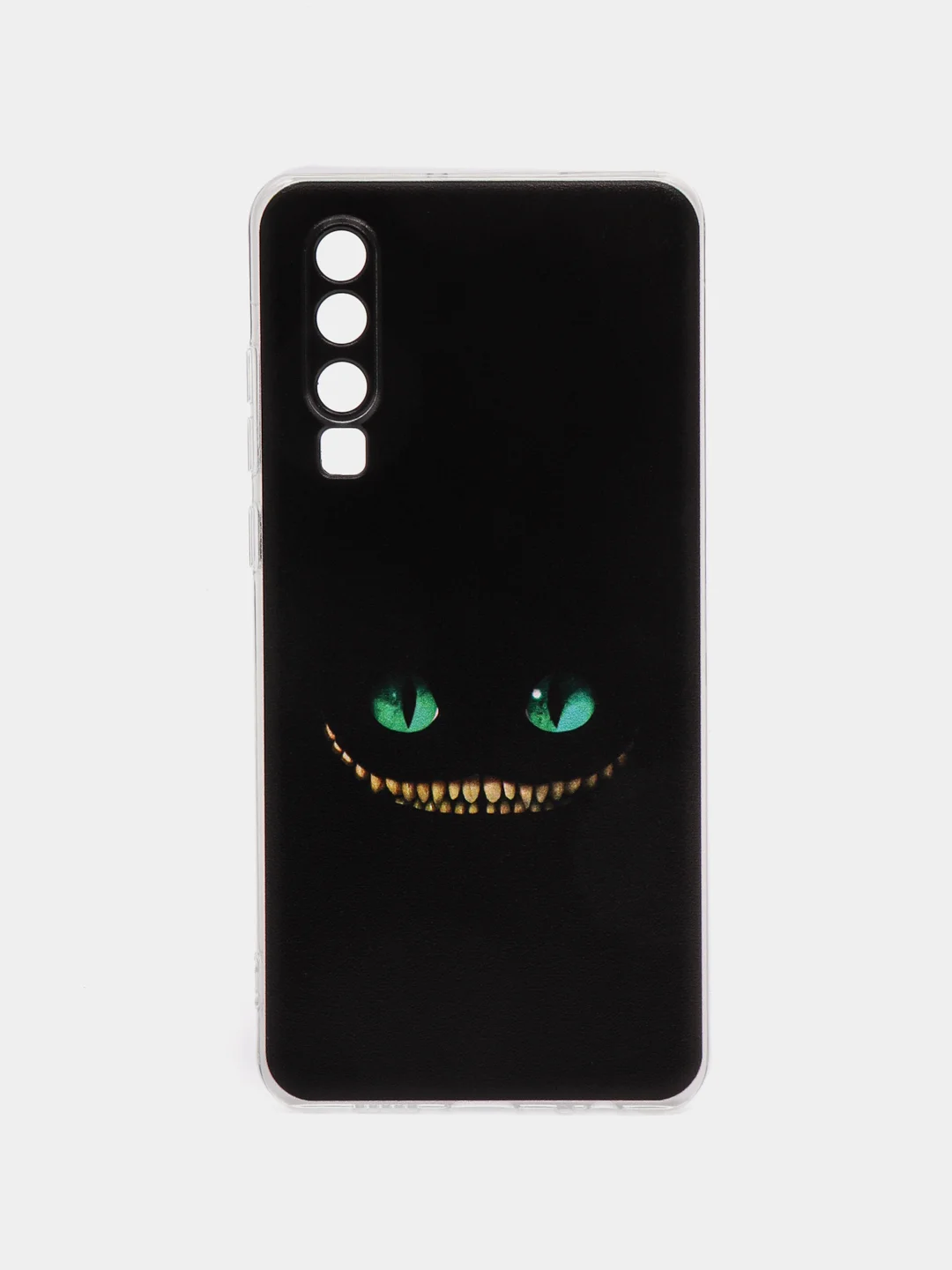 Черный силиконовый чехол на Huawei P30 / Хуавей P30 прозрачный, с рисунком, защита камеры