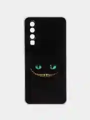 Черный силиконовый чехол на Huawei P30 / Хуавей P30 прозрачный, с рисунком, защита камеры