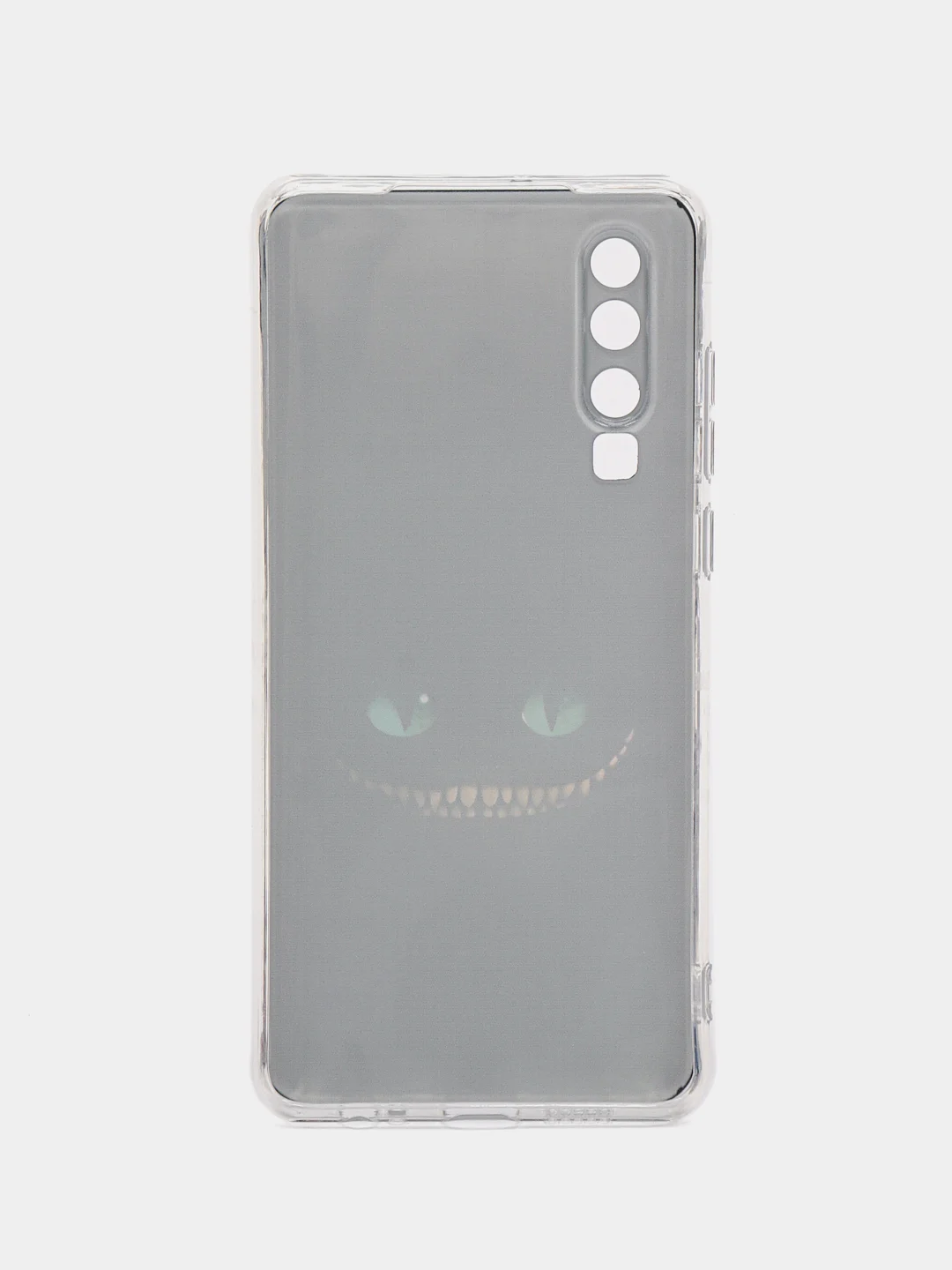 Черный силиконовый чехол на Huawei P30 / Хуавей P30 прозрачный, с рисунком, защита камеры