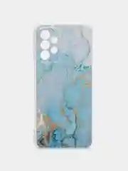 Голубой силиконовый чехол на Huawei P30 / Хуавей P30 прозрачный, с рисунком, защита камеры