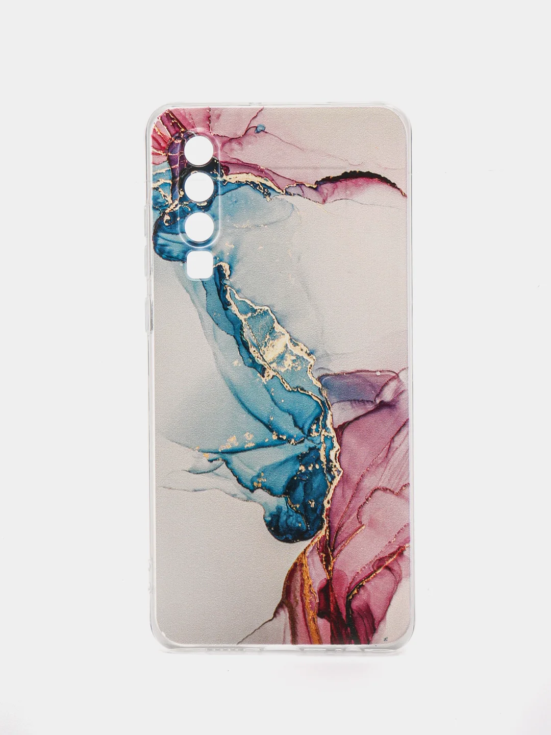 Ледяной силиконовый чехол на Huawei P30 / Хуавей P30 прозрачный, с рисунком, защита камеры
