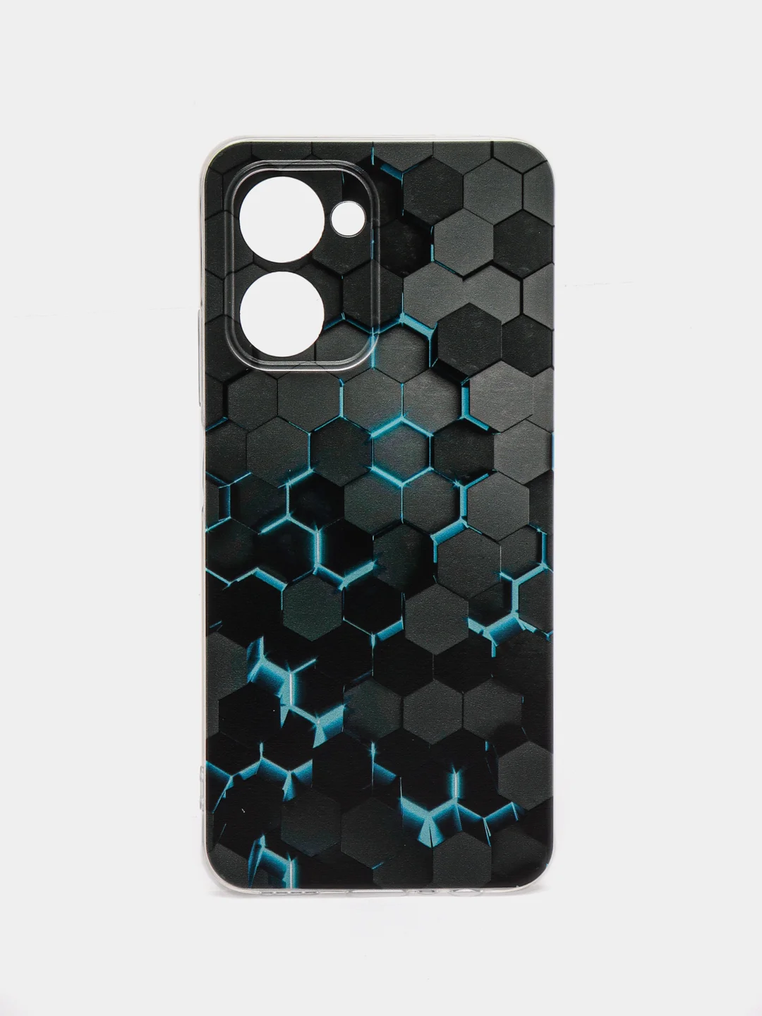 Бирюзовый силиконовый чехол на Realme C33 / Реалми С33 прозрачный, с рисунком, защита камеры