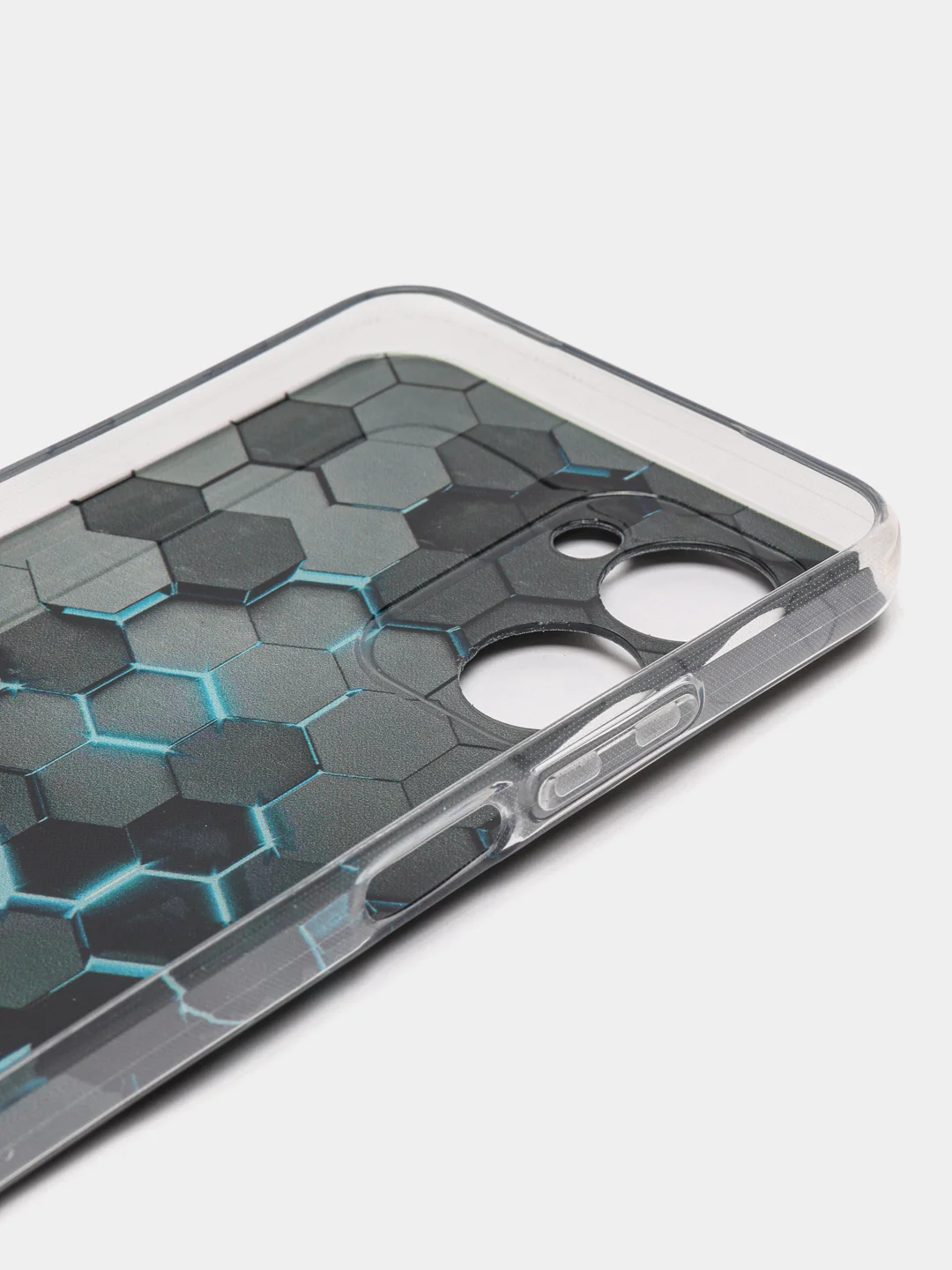 Бирюзовый силиконовый чехол на Realme C33 / Реалми С33 прозрачный, с рисунком, защита камеры