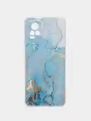 Светло-синий силиконовый чехол на Vivo V21e 4G / Виво V21e 4G прозрачный, с рисунком, защита камеры