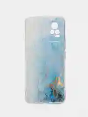 Светло-синий силиконовый чехол на Vivo V21e 4G / Виво V21e 4G прозрачный, с рисунком, защита камеры