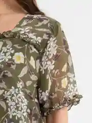 Зелёный хаки платье женское повседневное с коротким рукавом, летнее с воланом, оверсайз