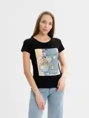 Тёмно-серый футболка женская с печатью "Микки Маус", "Том и Джери"