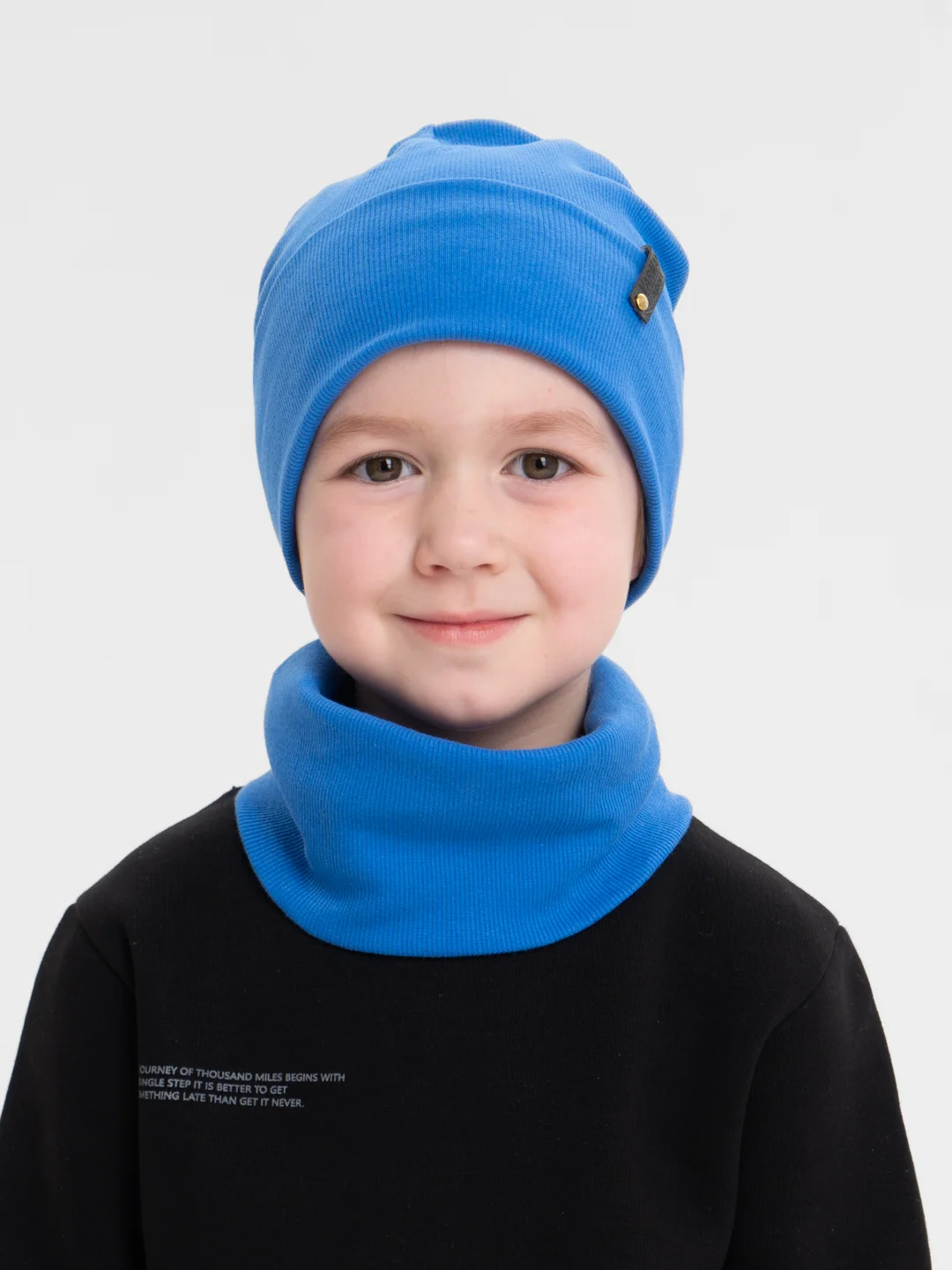 Индиго демисезонный комплект шапка и снуд . Весенняя шапка 4-9 лет