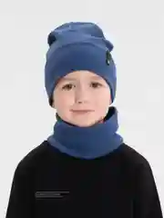 Темно-синий демисезонный комплект шапка и снуд . Весенняя шапка 4-9 лет