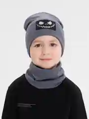 Синий демисезонный комплект шапка и снуд . Весенняя шапка 4-9 лет