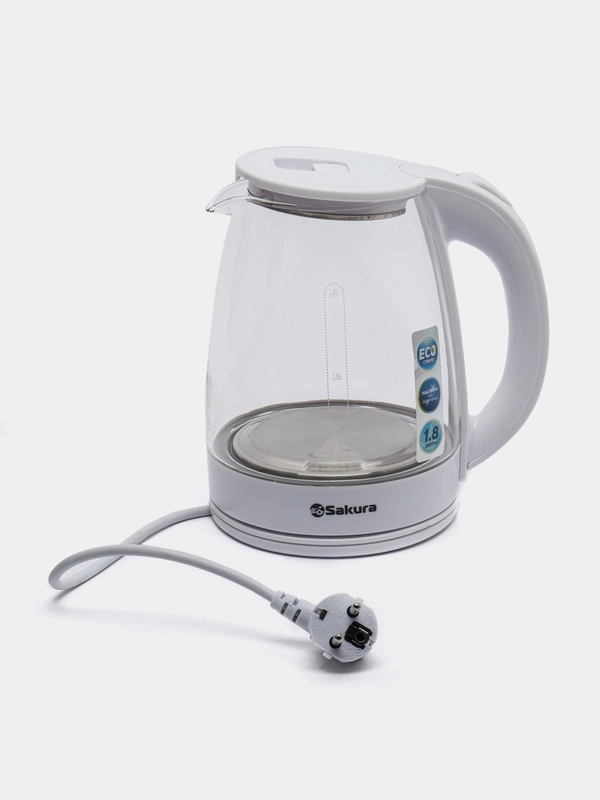 Чайник электрический Sakura SA-2734W, стеклянный, с точечной подсветкой, 1.8 л