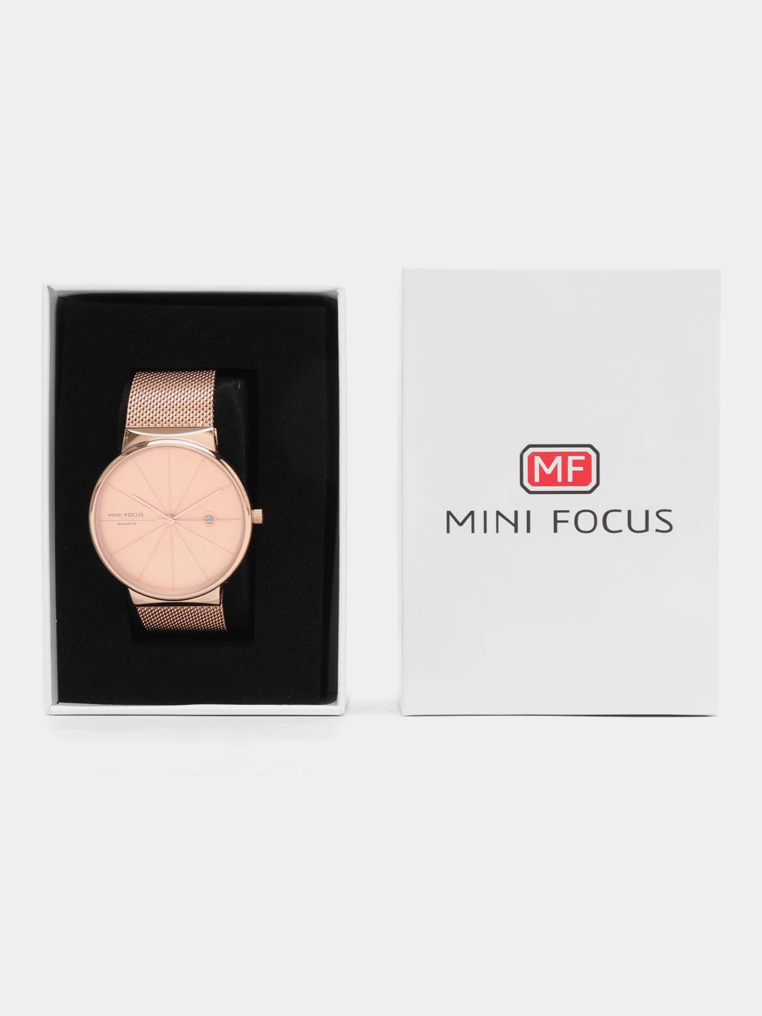 Золотой мужские наручные часы Mini Focus MF0176G с календарём, в подарочной упаковке