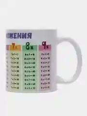 Белый кружка с принтом "Таблица умножения"