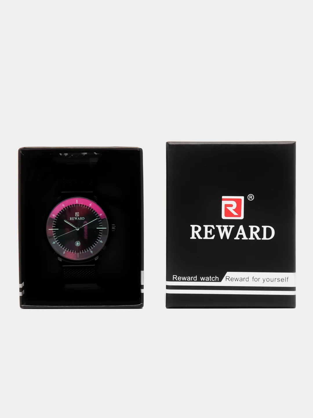Черный мужские наручные часы Reward RD62015M с календарем, в подарочной упаковке