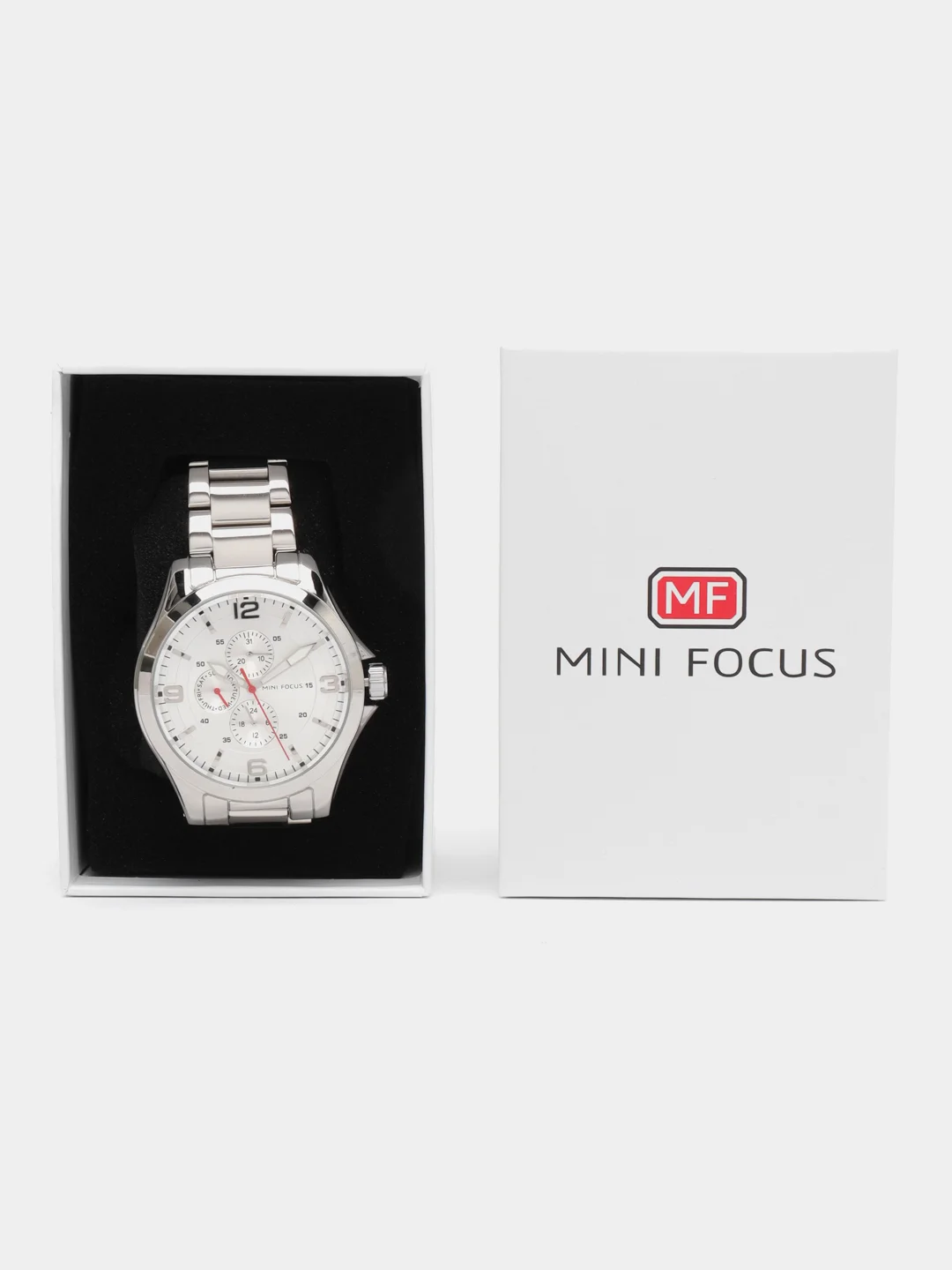 Серебряный мужские наручные часы Mini Focus MF0199G с хронографом, в подарочной упаковке