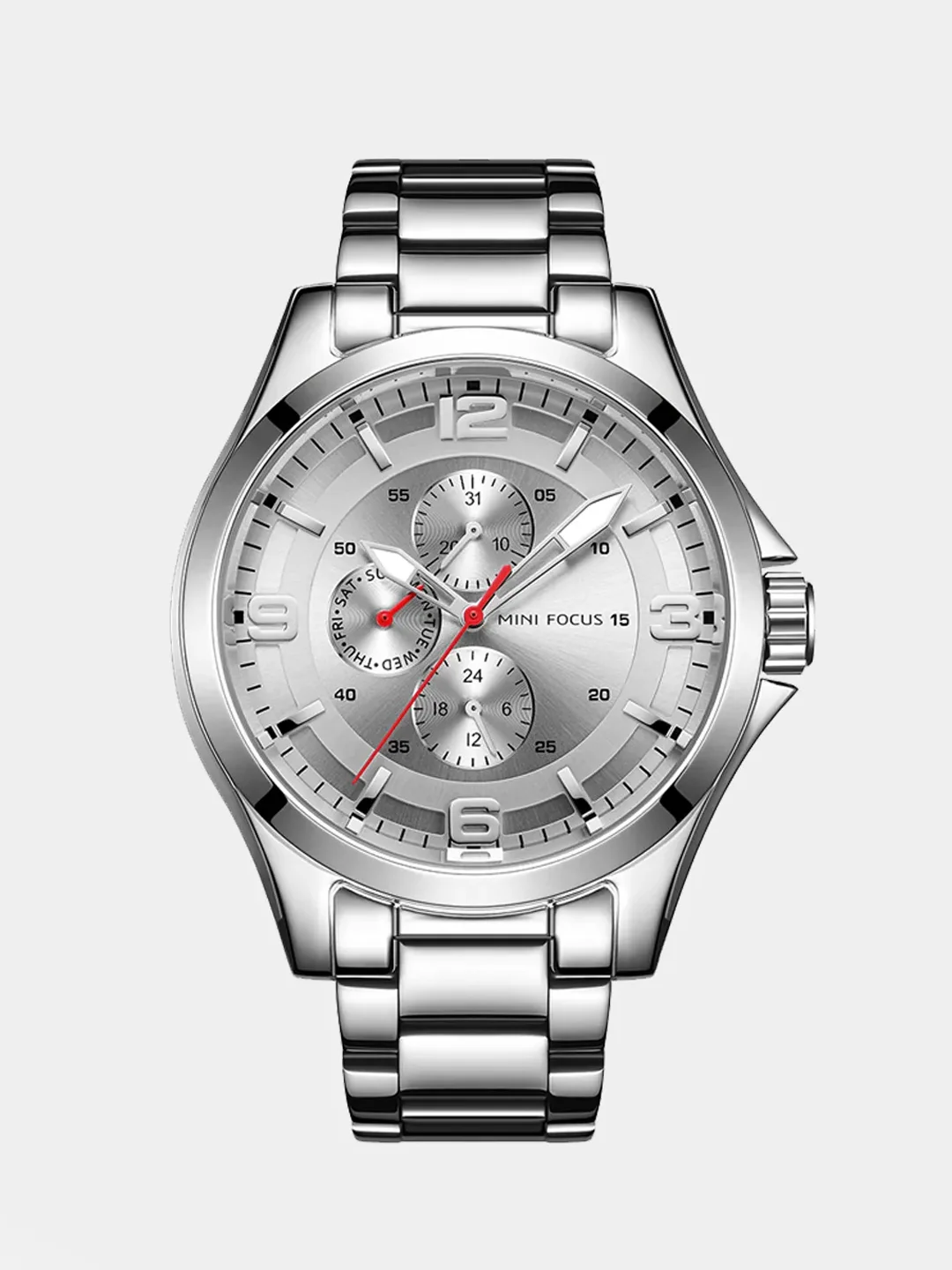 Серебряный мужские наручные часы Mini Focus MF0199G с хронографом, в подарочной упаковке