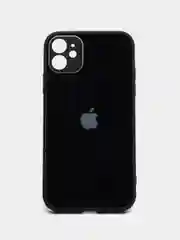 Черный чехол для айфон со стеклянной панелью iPhone 11, 12, 13, 14, Pro, 12 Pro Max, 14 Pro