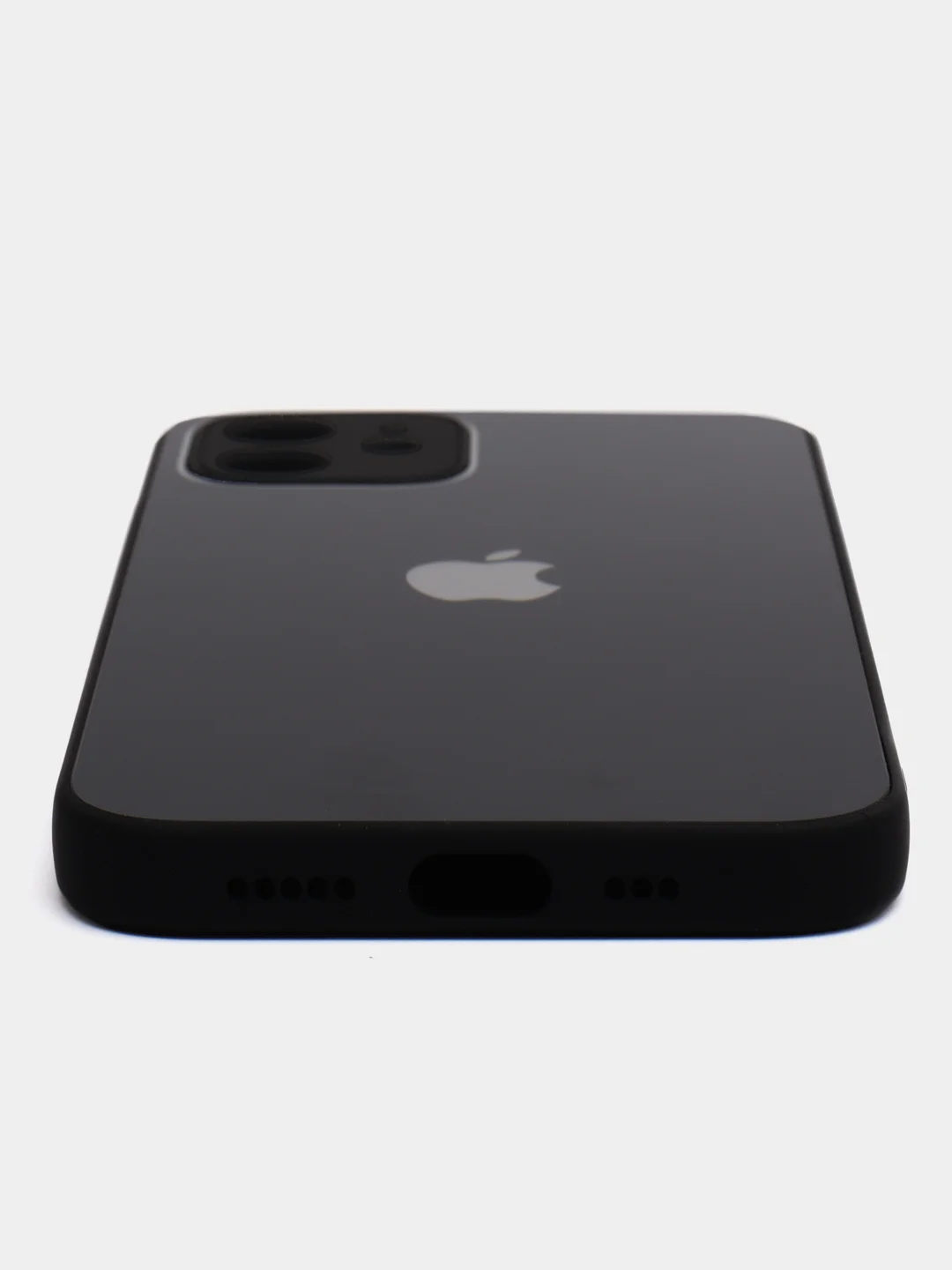 Черный чехол для айфон со стеклянной панелью iPhone 11, 12, 13, 14, Pro, 12 Pro Max, 14 Pro