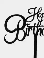 Черный топпер для торта Happy Birthday