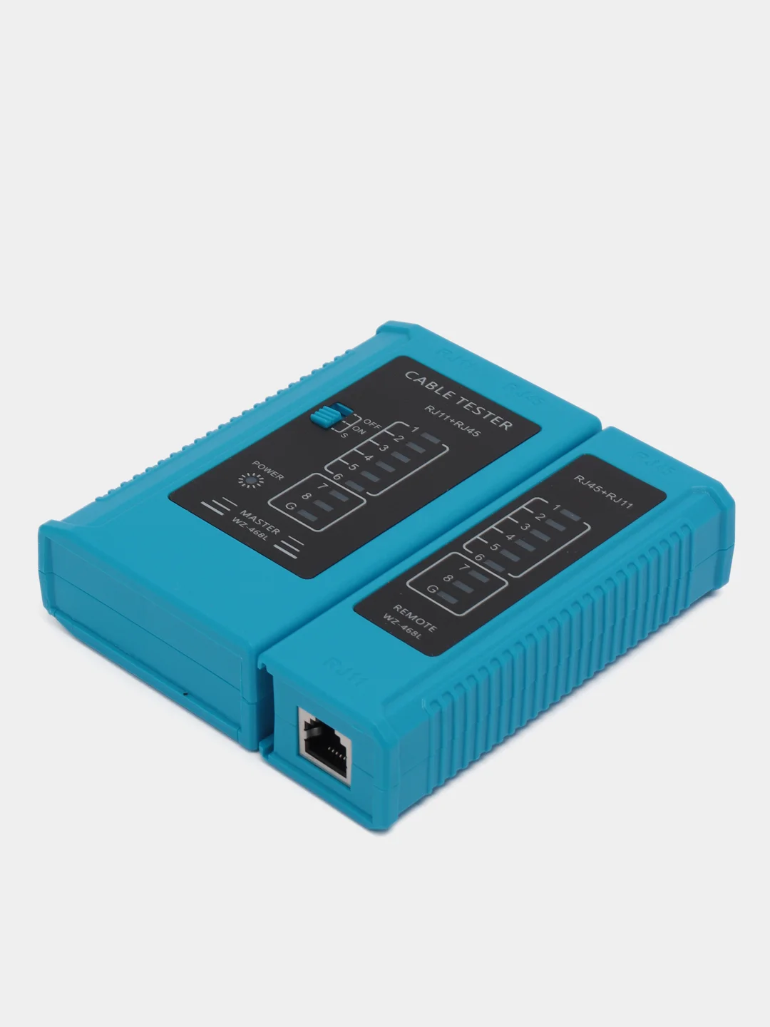 Синий тестер сетевого LAN интернет кабеля RJ45 и телефонного кабеля RJ11