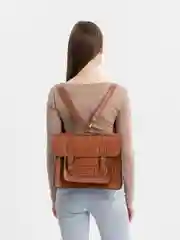 Коричневый портфель женский кожаный, рюкзак из эко кожи школьный в корейском стиле