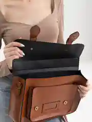 Коричневый портфель женский кожаный, рюкзак из эко кожи школьный в корейском стиле