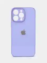 Лавандовый силиконовый чехол на iPhone 14, 14 Plus, 14 Pro, 14 Pro Max, со стеклянной панелью