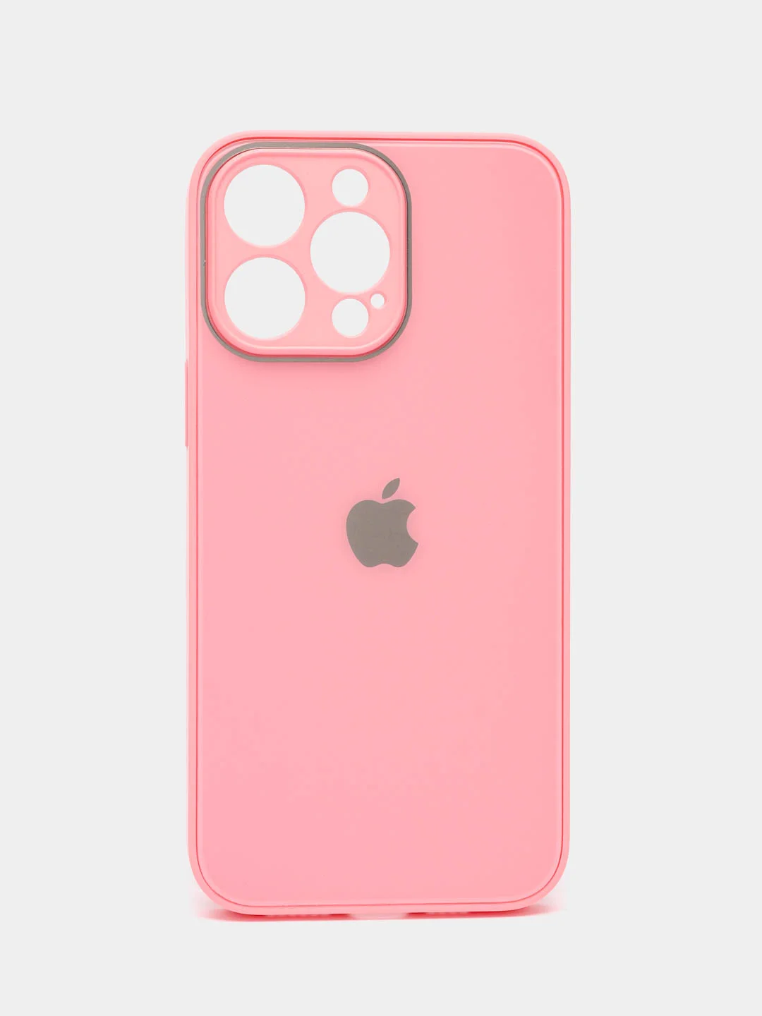 Розовый силиконовый чехол на iPhone 14, 14 Plus, 14 Pro, 14 Pro Max, со стеклянной панелью