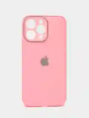 Розовый силиконовый чехол на iPhone 14, 14 Plus, 14 Pro, 14 Pro Max, со стеклянной панелью
